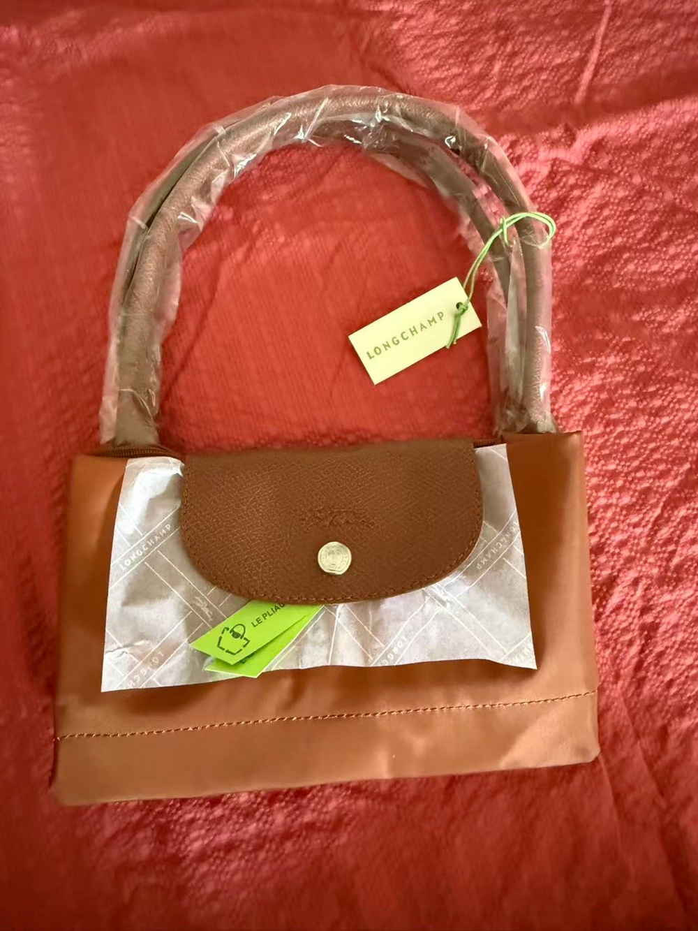 Cognac Longchamp Le Pliage Large Shoulder Bag - Picture 3 of 8